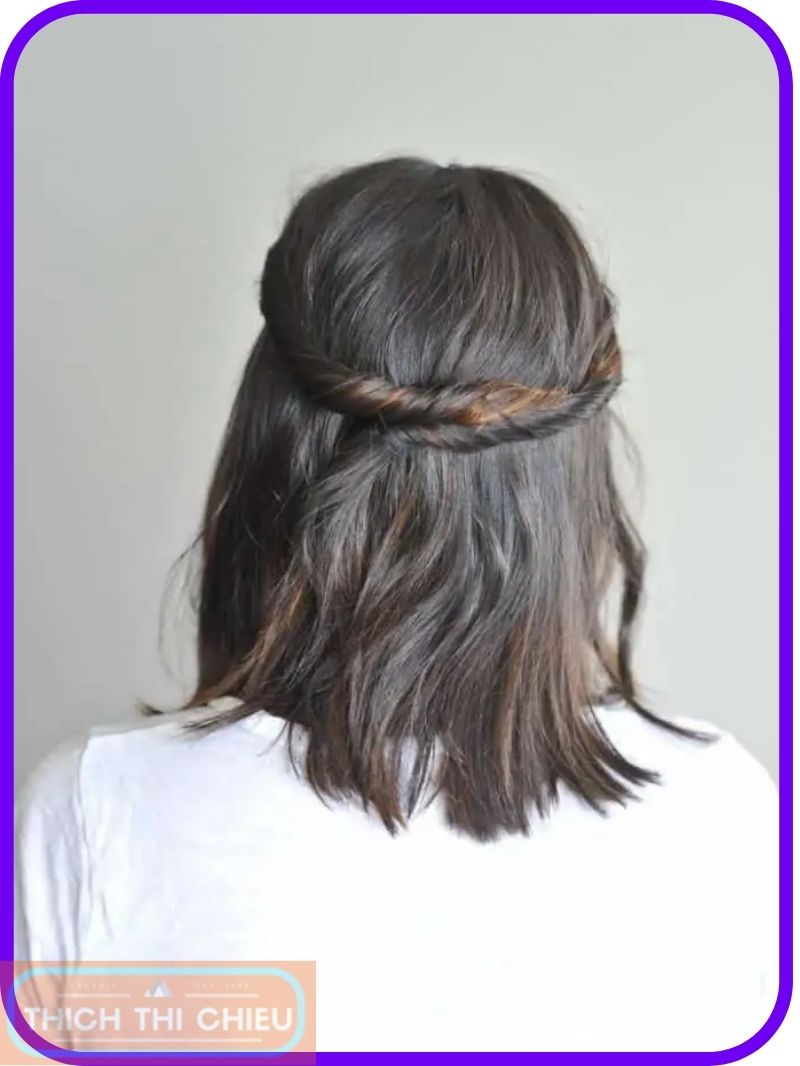 twisted half-up, half-down hairstyle