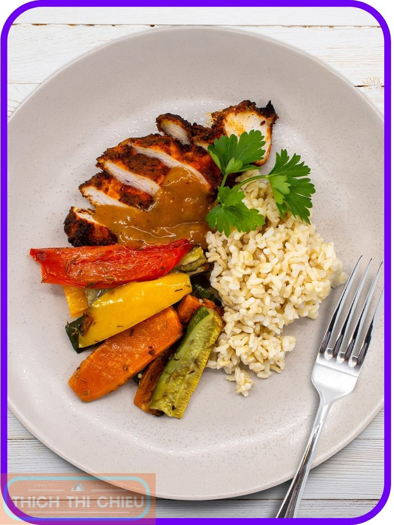 Chicken Breast with Brown Rice and Roasted Vegetables