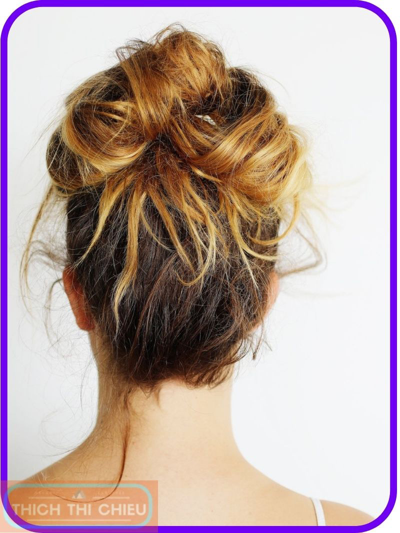 Twisted ponytail with a messy bun