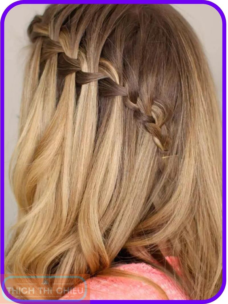 Waterfall braid ponytail