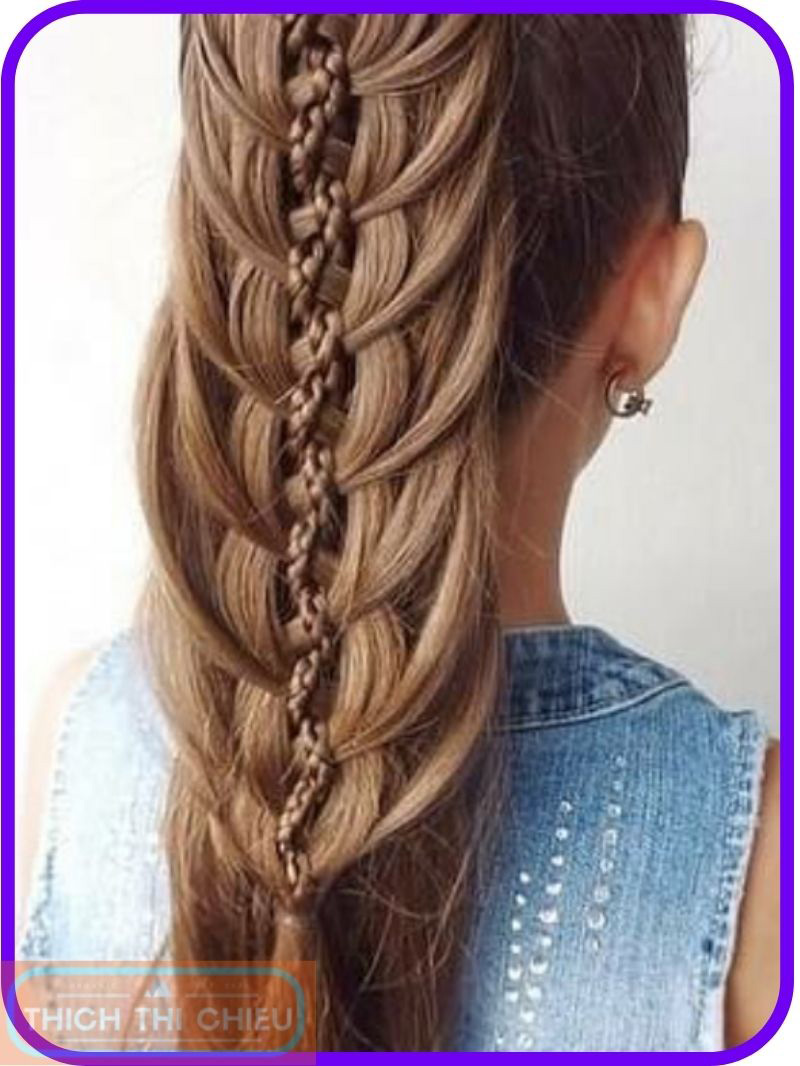 Waterfall braid ponytail